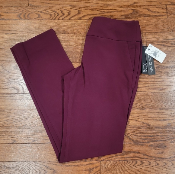 BCX Magic Waist Bordeaux Pants slight Stretch Straight Leg Sz 3 NWT - Picture 1 of 12